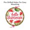 Watermelon 12" - "Hello Summer" Welcome Wreath Sign, Flat Round Metal Plate For Wreath Centers, Craft Accents and Wall / Tabletop Decorations (Red, Green, White)